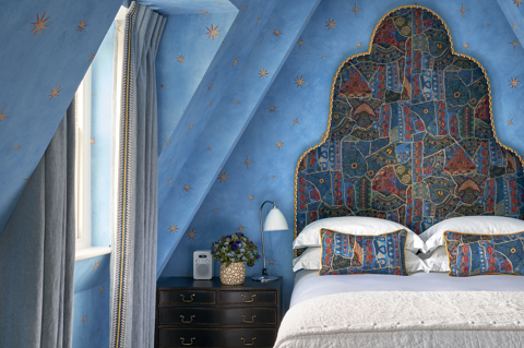 A close up Bed shot of room 410, a Luxury Room at Charlotte Street Hotel