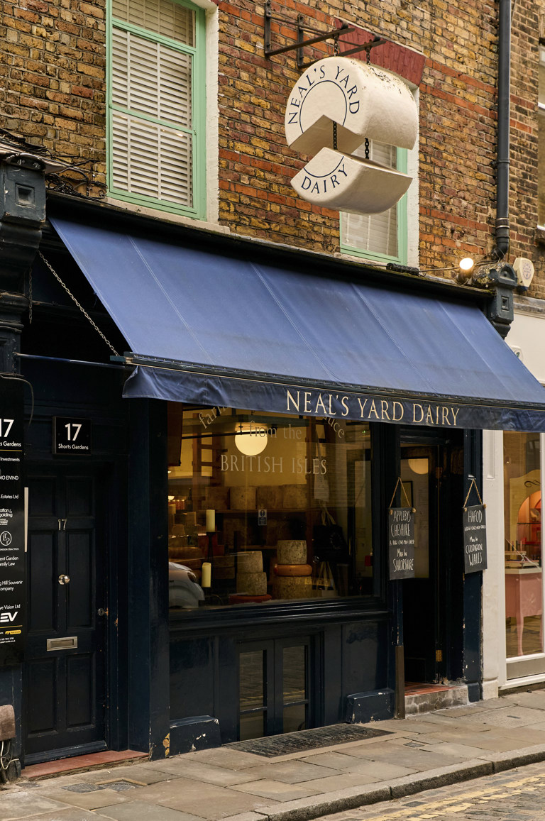 Portrait shot of the exterior of Neal's Yard on Monmouth street