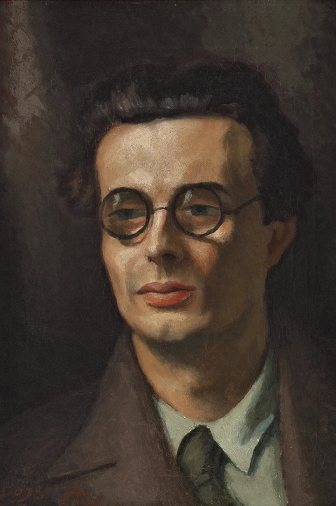 A painting of a man wearing spectacles by Roger Fry
