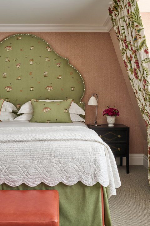 A close up bed shot of room 501, the Penthouse Suite at Charlotte Street Hotel