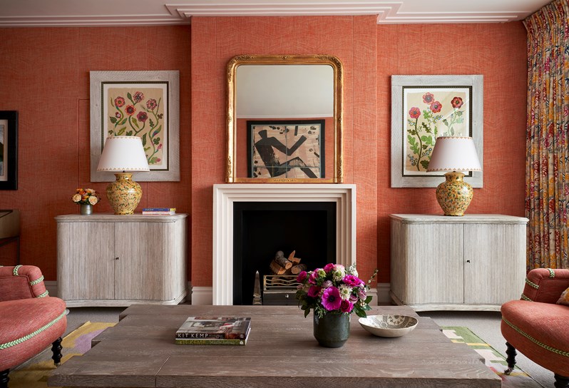 The living room area of the Soho Suite at The Soho Hotel