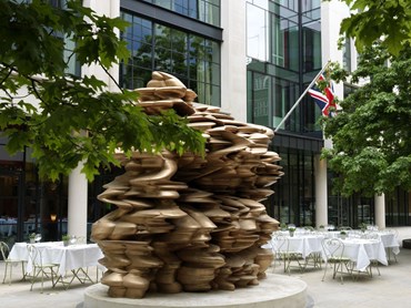 The Tony Cragg sculpture outside Ham Yard Hotel