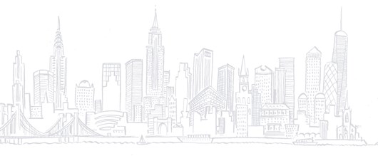 Illustrated New York skyline.