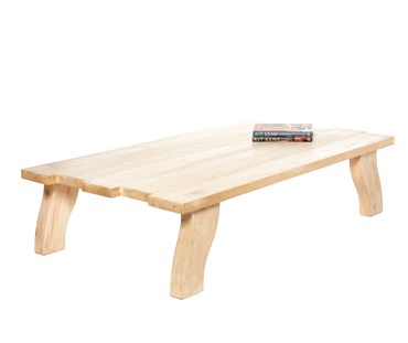 5 plank solid wood coffee table, natural finish all over without white on the edges