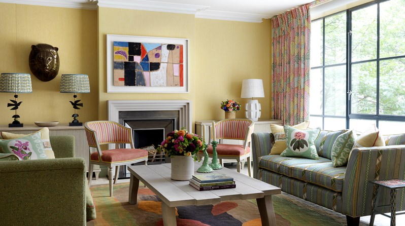 The bright and colourful Oak Leaf Suite at Ham Yard Hotel