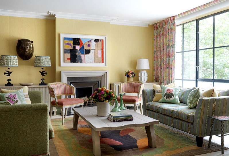 The bright and colourful Oak Leaf Suite at Ham Yard Hotel