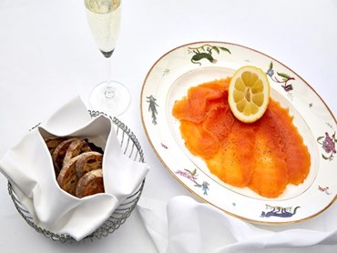 35cm oval plate with smoked salmon on it