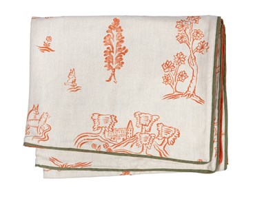 folded Throw - orange friendly folk and orange loom weave
