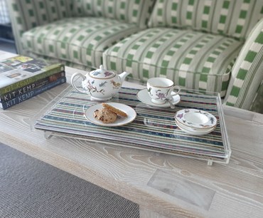 Acrylic tray with Criss Cross fabric