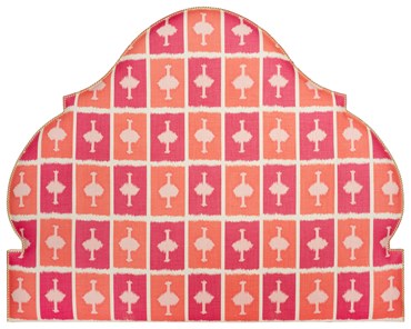 Onion shaped headboard in Hot Pink Ozone Fabric