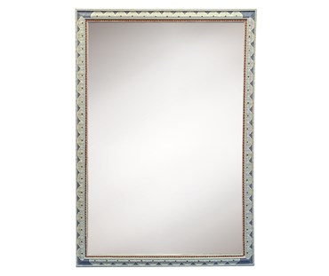 Blue painted large beveled mirror