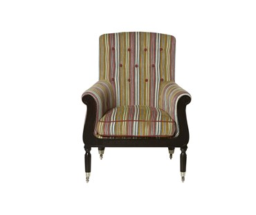 Front View - The Jessica chair is a modern take on the old London Library chairs; “Live it up” fabric by Kit Kemp for Christopher Farr in Lime colourway is a new design from Kits indoor woven collection.
