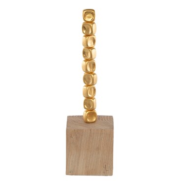 TOTEM Gold forms made from carved flax paper clay and gilded in 23 carat gold leaf. Gilded forms are supported by a central column displayed on an oak base.