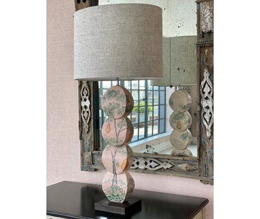Melissa White hand painted Mythical Land disc lamp