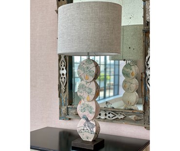 Melissa White hand painted Mythical Land disc lamp