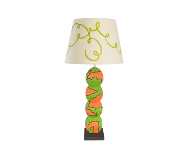 Painted Disc lamp and swirl shade orange and green