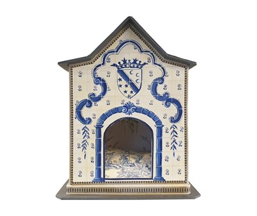 Brightly coloured paper pet house