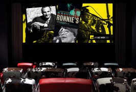 Ronnie Scott on screen in The Soho Hotel's luxury cinema