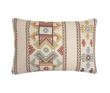 Embroidered by hand using English wool rectangular cushion