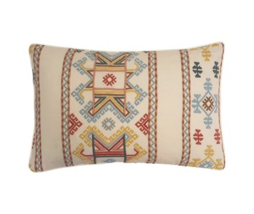Embroidered by hand using English wool rectangular cushion