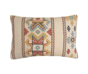 Embroidered by hand using English wool rectangular cushion