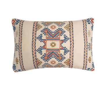 Embroidered by hand using English wool rectangular cushion