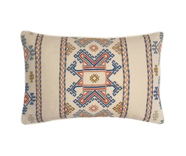 Embroidered by hand using English wool rectangular cushion