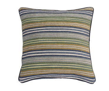 Shop Kit Kemp cushion in Christopher Farr's fabric Live it up indigo and blue velvet piping