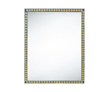 Blue and yellow hand painted large bevelled mirror