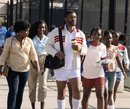 A still of Will Smith staring in King Richard. - link to King Richard