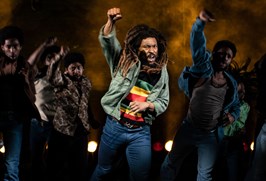 Arinzé Kene as Bob Marley in Get Up, Stand Up! The Bob Marley Musical