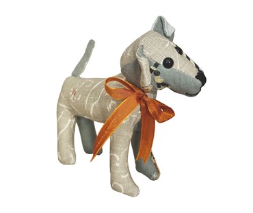 Over the Moon patchwork toy in various fabrics in shades of grey and navy