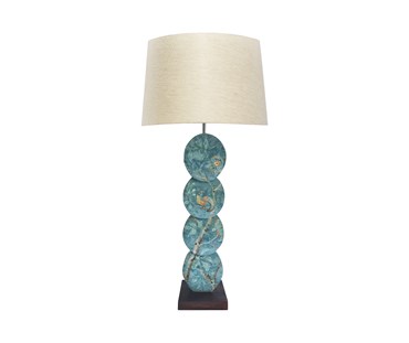 Disc lamp painted by Melissa White in the Papillon design