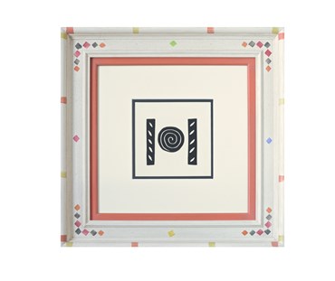 Black & White linocuts by Breon O’Casey
Funky Kit Kemp-esque painted frame; off-white mount