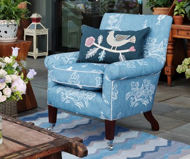 Leo armchair with applique cushion in situ