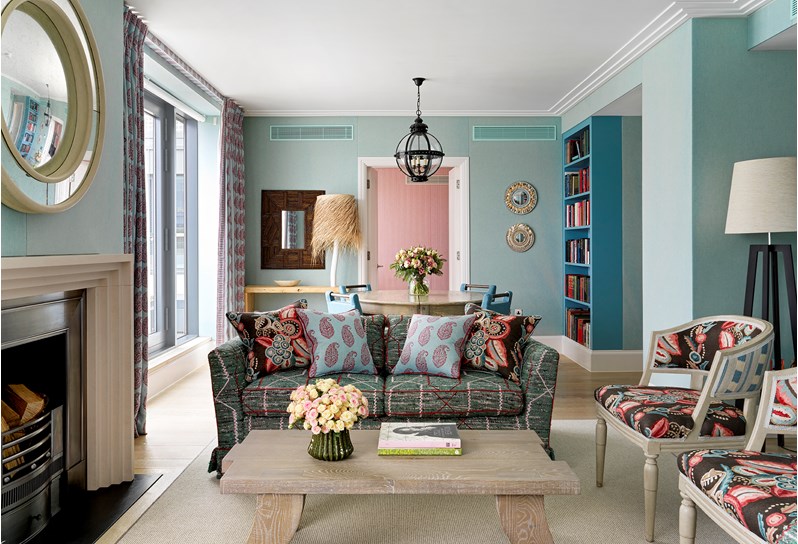 A seating area of a One Bedroom Suite at Ham Yard Hotel