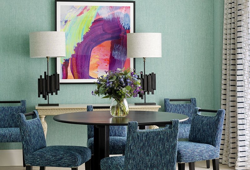 A dining area in a One Bedroom Apartment at One Denman Place