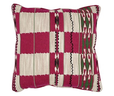 The bold and versatile pink/natural "Chubby Check" cushion, is inspired by an antique blanket, with a chequered back drop, and made from a cloth design developed by Kit Kemp, adds a vibrant touch of colour and fun to any room
Size
45x45cm
Feather filled inner supplied in uk