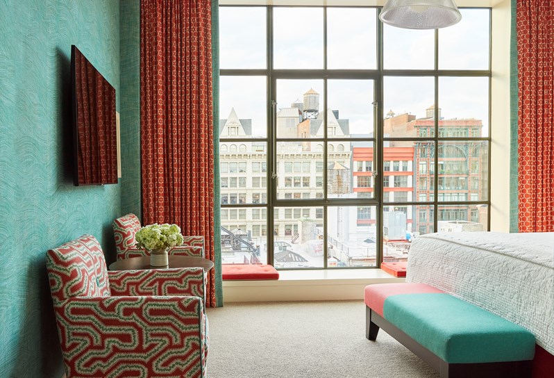 A Deluxe Top Floor bedroom at Crosby Street Hotel