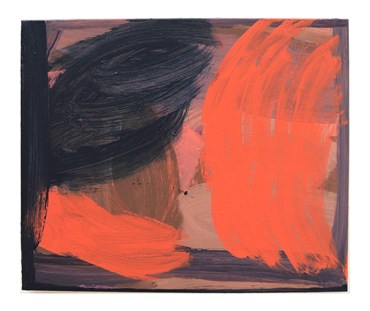 The Lark Ascending, is a mounted Acrylic on canvas, in bright orange, and purply shades of brown.
Size: 50 x 50 cm
