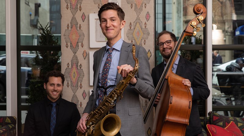 A jazz trio performing at The Whitby Hotel
