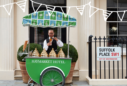 Homemade icecream served outside Haymarket Hotel, London