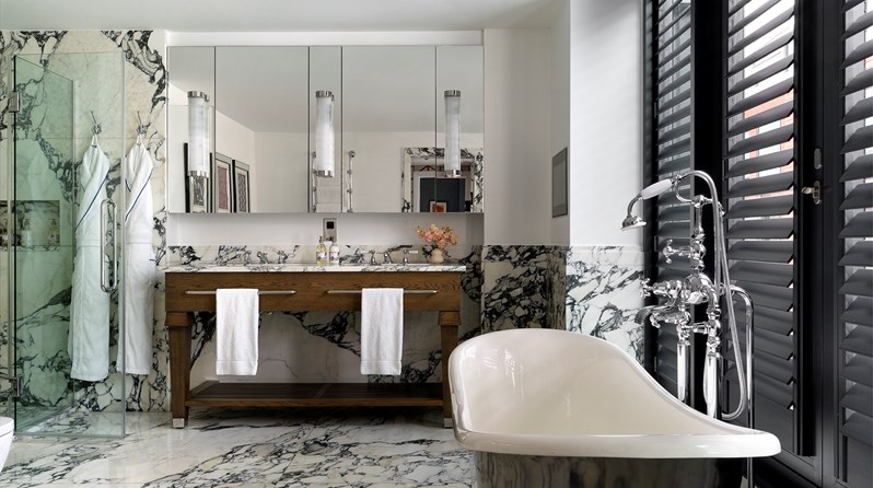 The bathroom of Residence 24 at One Denman Place