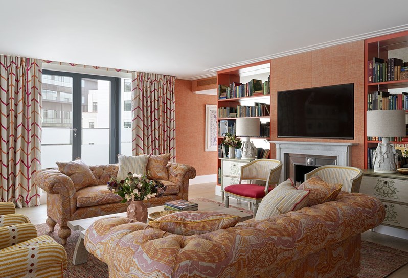 The drawing room area of Residence 24 at One Denman Place