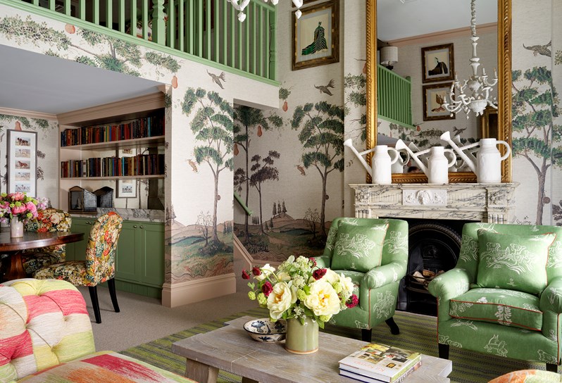 A view of the Drawing Room area in the Loft Suite at Covent Garden Hotel