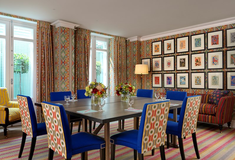 The Lyric private events room at Covent Garden Hotel setup for a meeting