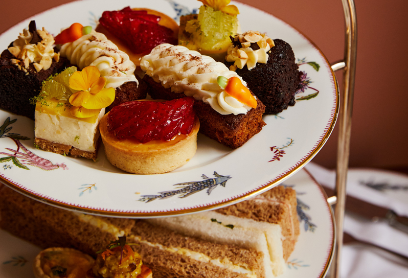 A selection of Afternoon Tea sweet treats and tea sandwiches