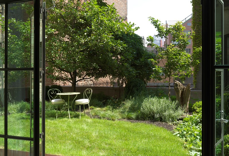 The outdoor terrace of the Meadow Suite at Crosby Street Hotel