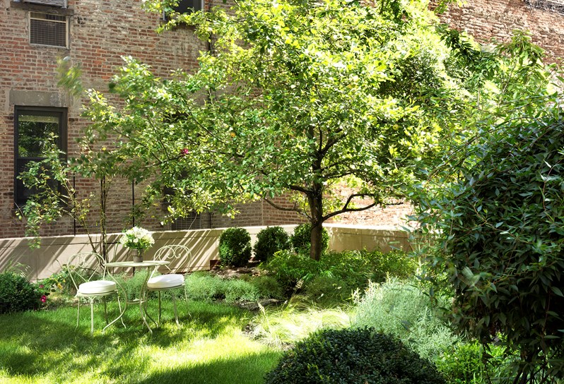 The outdoor terrace of The Meadow Suite at Crosby Street Hotel