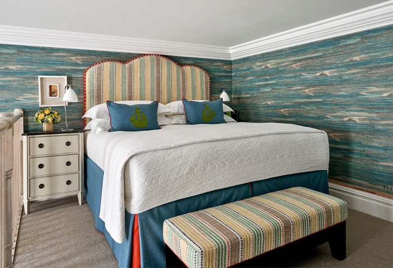 Cropped image of the bed in loft suite 110 at Charlotte Street Hotel.